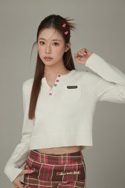 Rainbow Button Knit Top