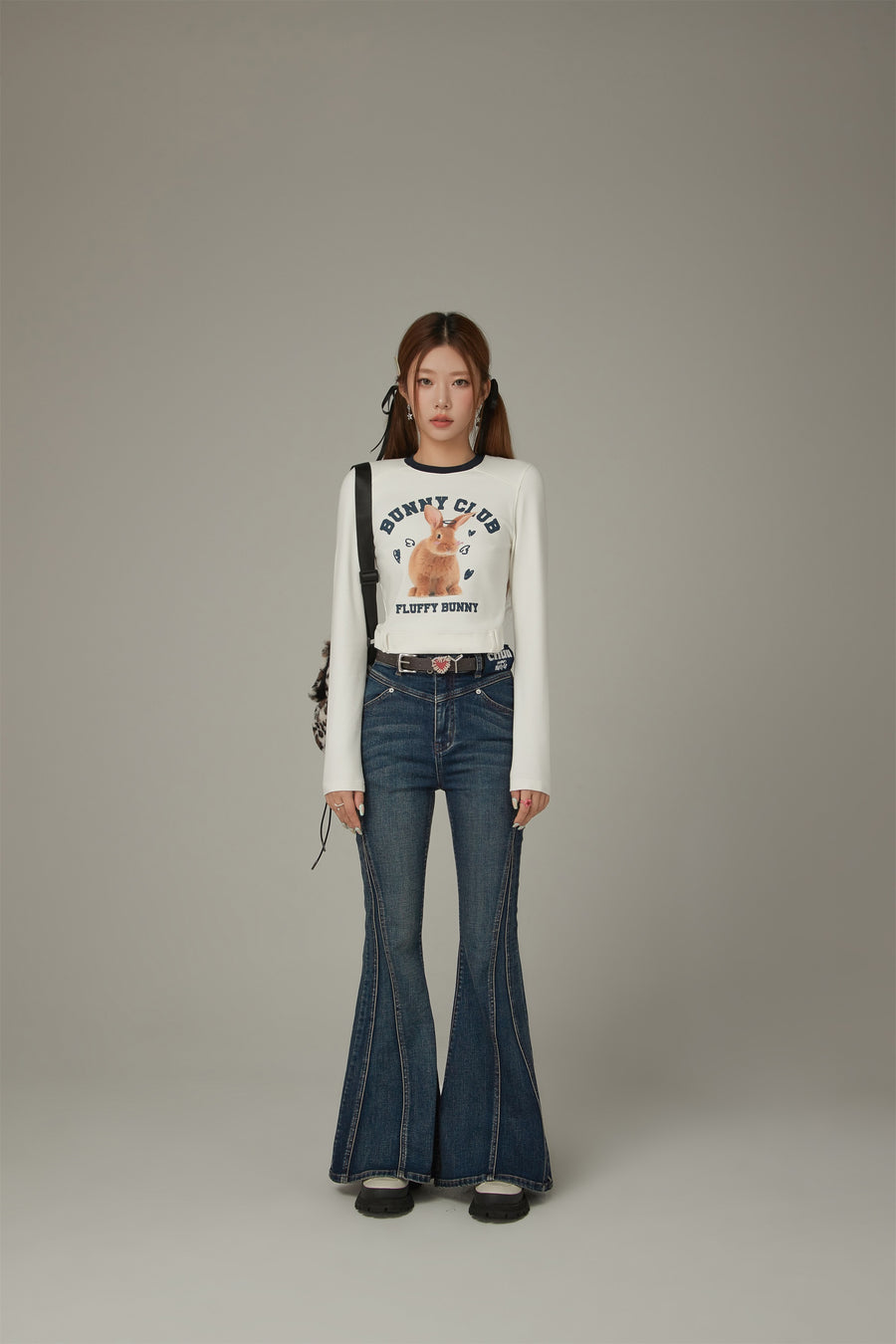 CHUU Stitch Lined Denim Wide Jeans