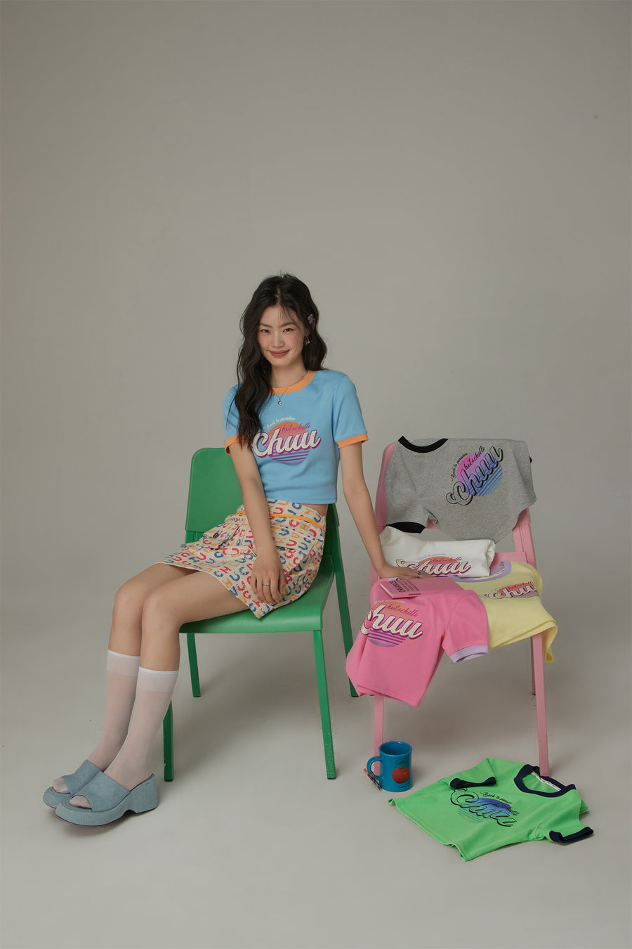 CHUU Color Combination Hot And Chill Line T-Shirt