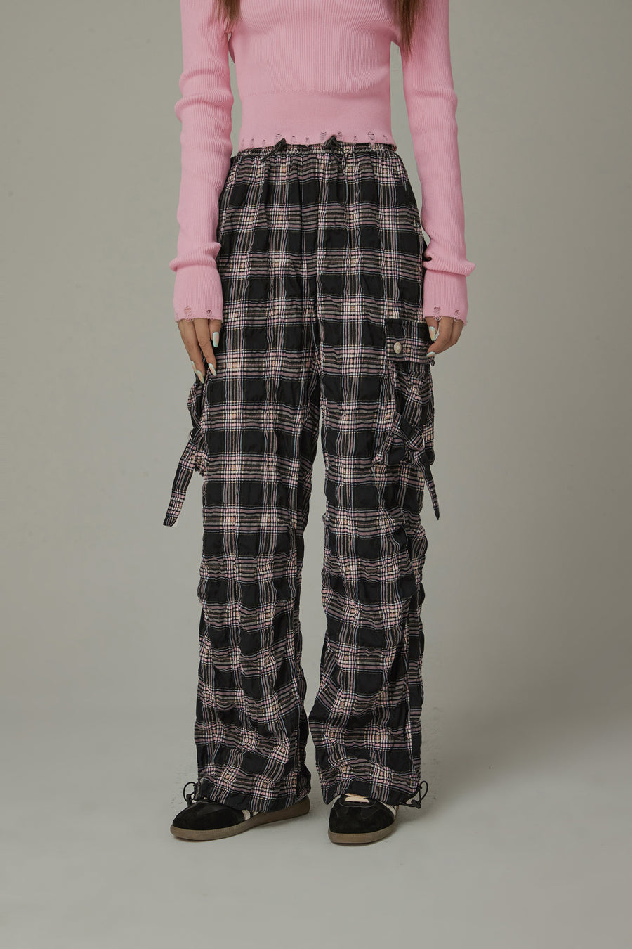 CHUU Color Pocket Check Pants