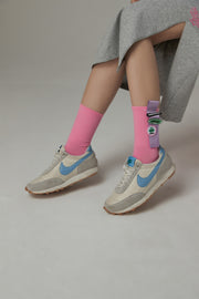 Colored Frog Sticker High Socks