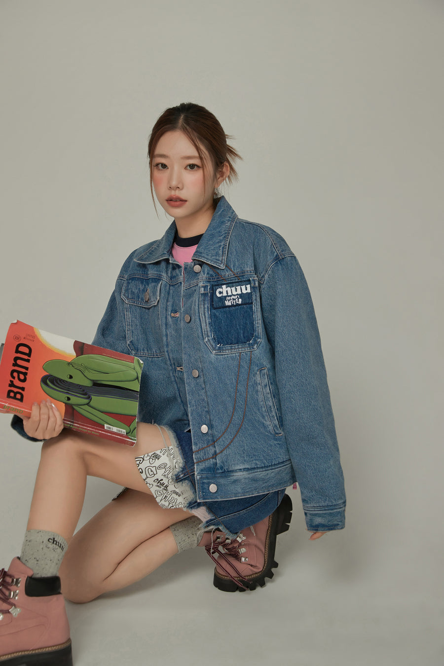 CHUU Logo Denim Loose Fit Jacket