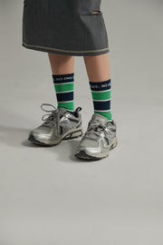 Noe Lettering Striped High Socks