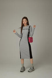 Two Toned Slim Hooded Long Dress