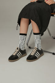 Color Lettering Jacquard High Socks