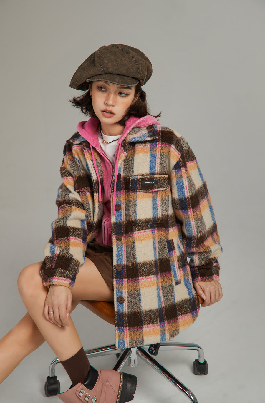 CHUU Multi Color Check Loose Fit Shacket