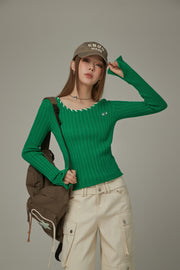 Color Ribbed Knit Top