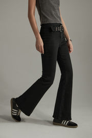 Rocker Solid Color Slim Bootcut Jeans