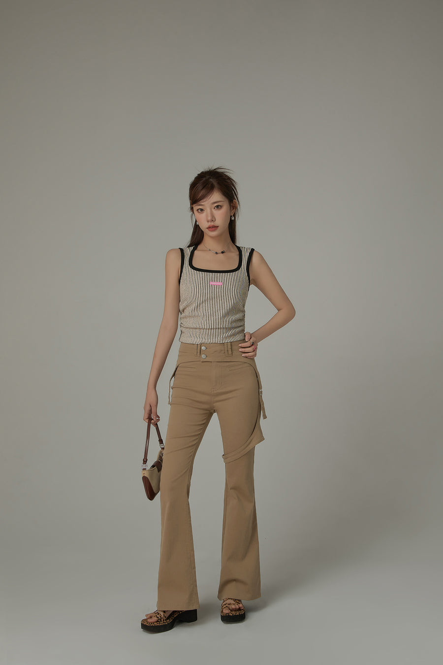 CHUU Square Neck Stripe Top