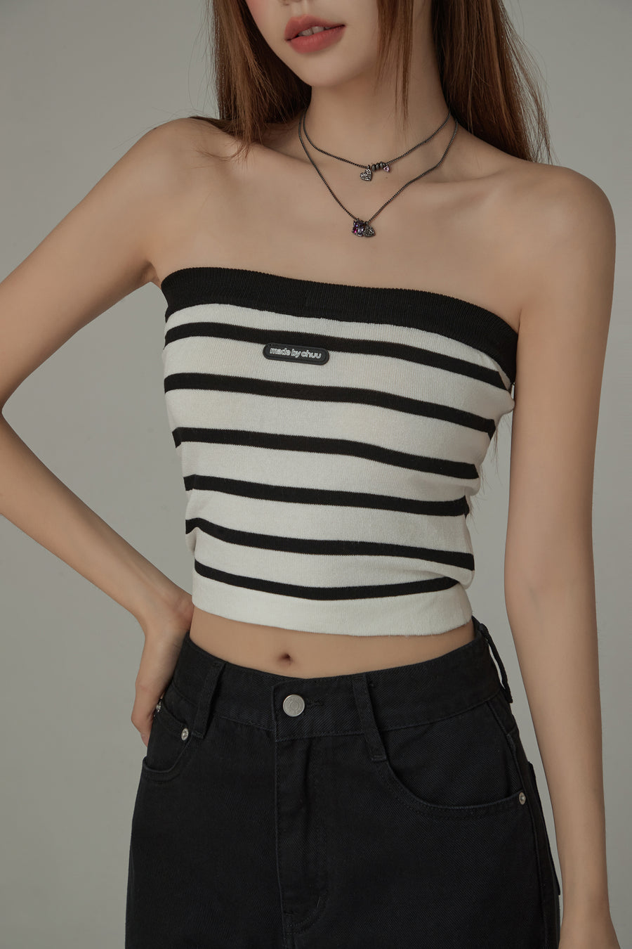 CHUU Striped Tube Crop Top