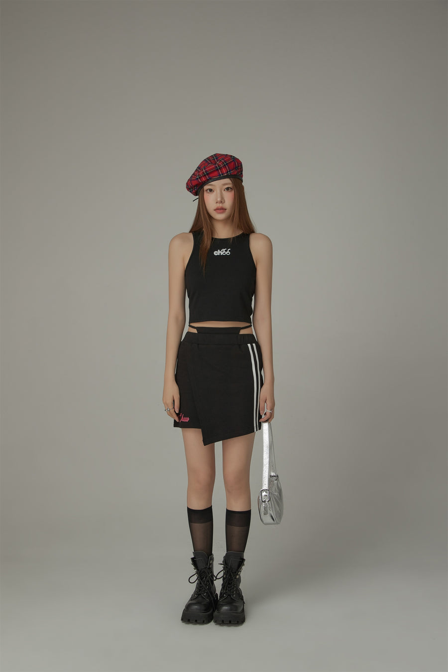 CHUU Waist String Slim Unbalanced Mini Skirt