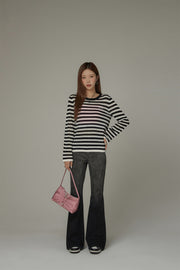 Stripe Knit Long Sleeve Top