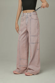 Wide Waist Band Straight Jeans