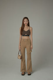 Double Button High Waisted Flared Semi-Bootcut Pants