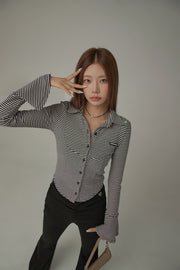 Striped Slim Bell Sleeve Shirt