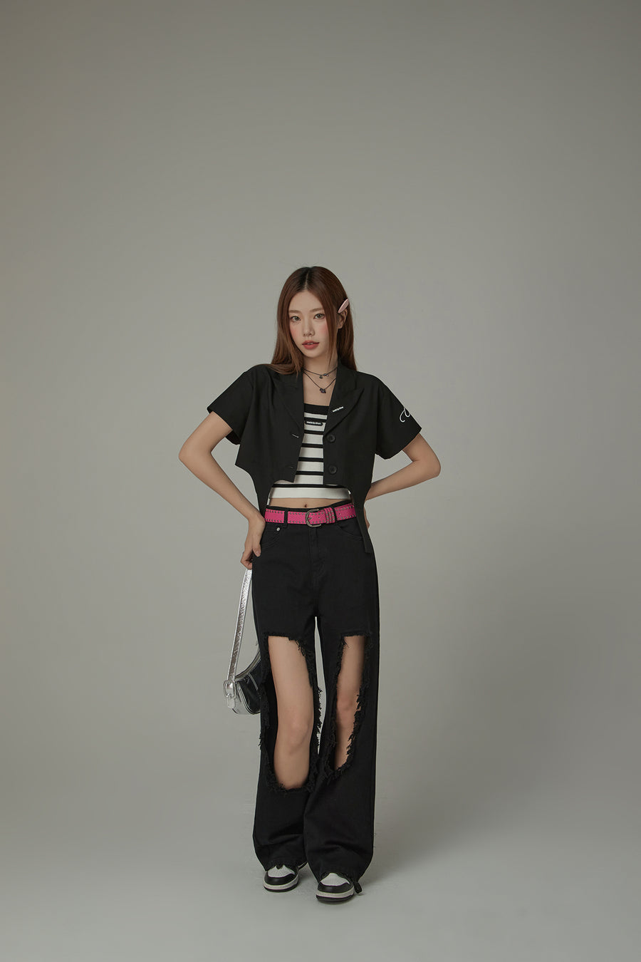 CHUU Single-Button Short Sleeve Crop Jacket