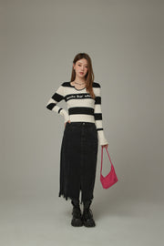 Logo Color Stripe Knit Sweater