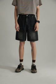 Black Denim Baggy Bermuda Shorts