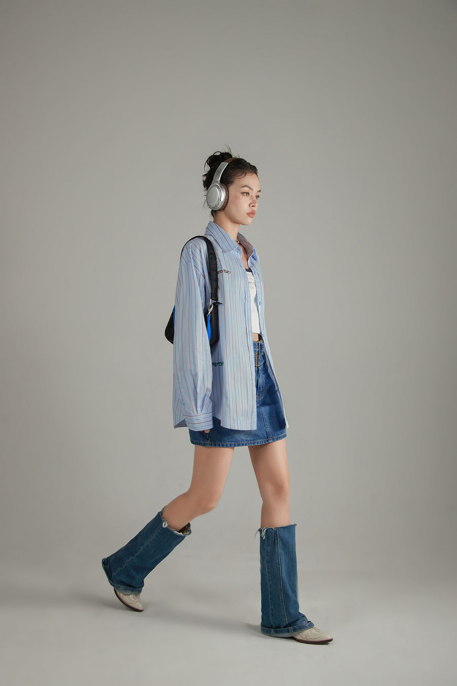 CHUU Embroidered Striped Basic Shirt