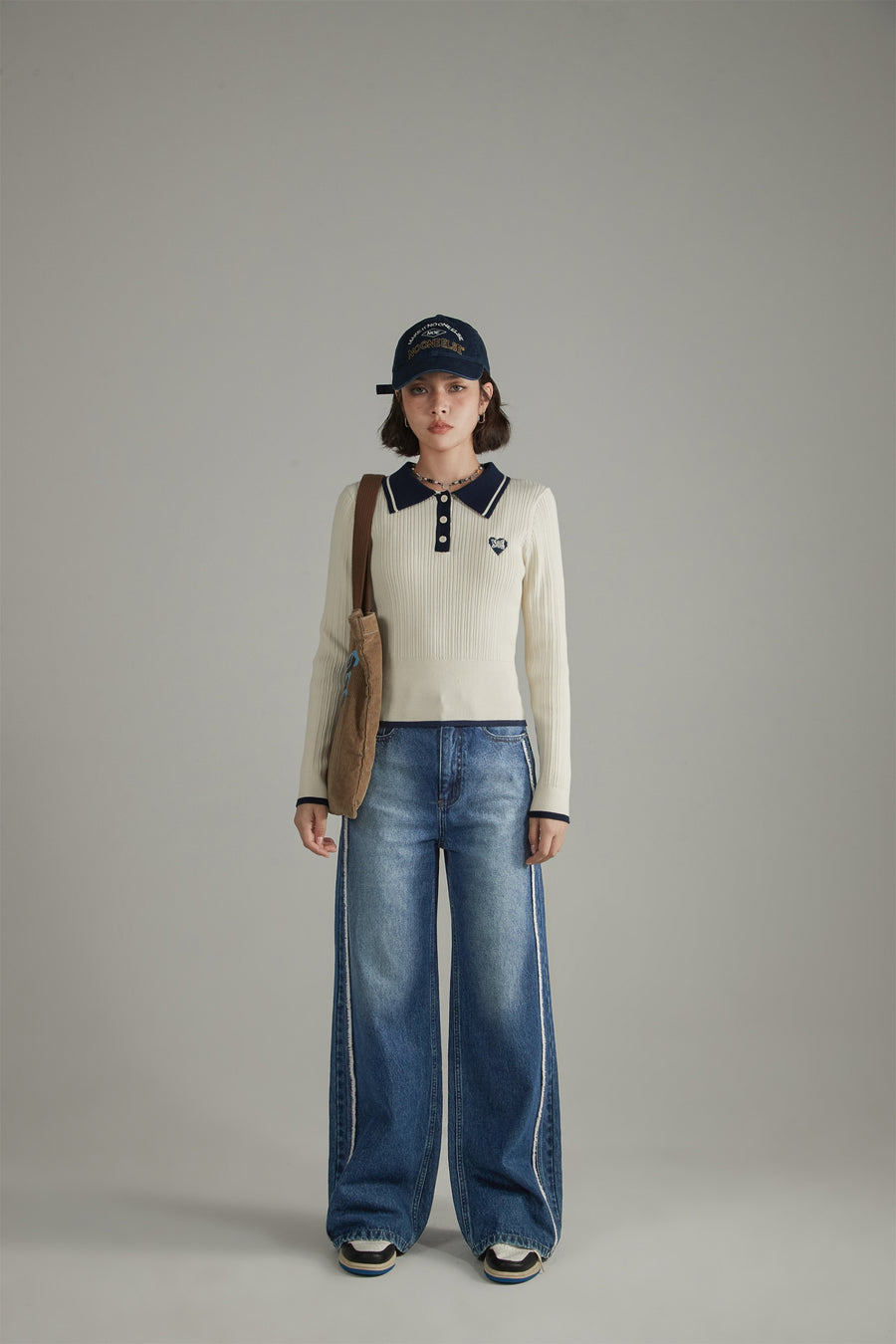 CHUU Fringed Lined Wide Denim Jeans