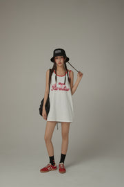 Back To Paradise Colorblocked Letter Printed Sleeveless T-Shirt