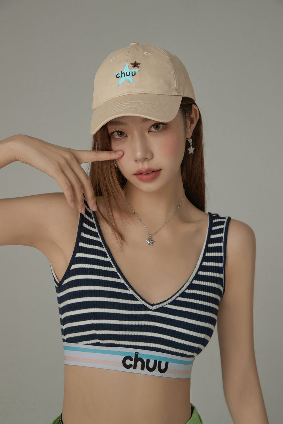 CHUU Star Embroidered Ball Cap