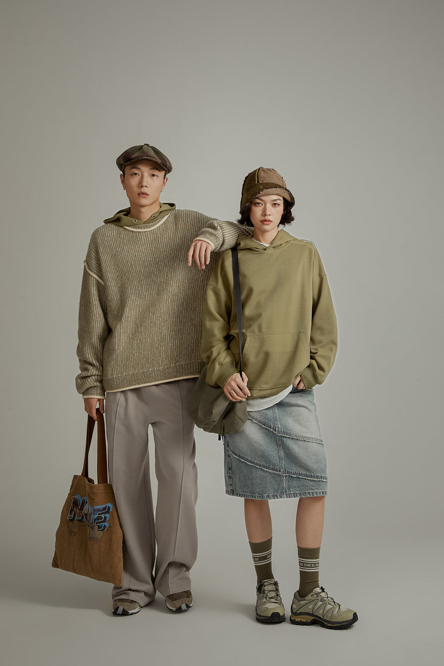 CHUU Line Color Combination Loose Knit Sweater