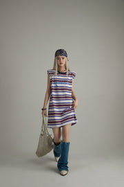 Striped Noe Center Logo Sleeveless T-Shirt Dress