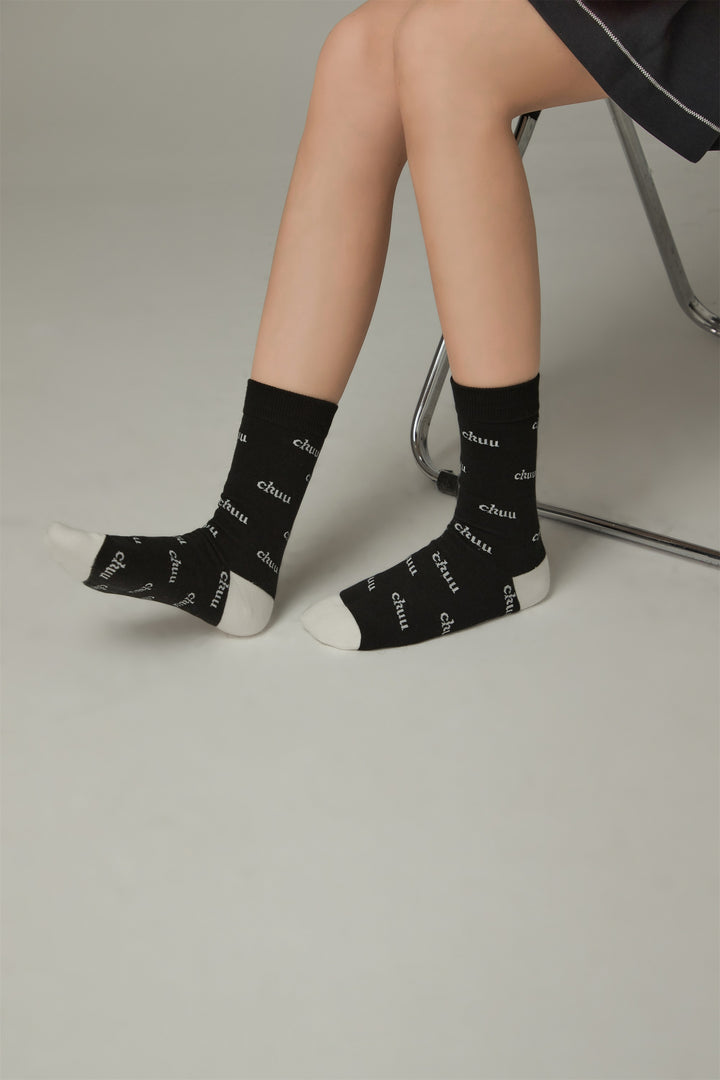 Logo Lettering Color High Socks