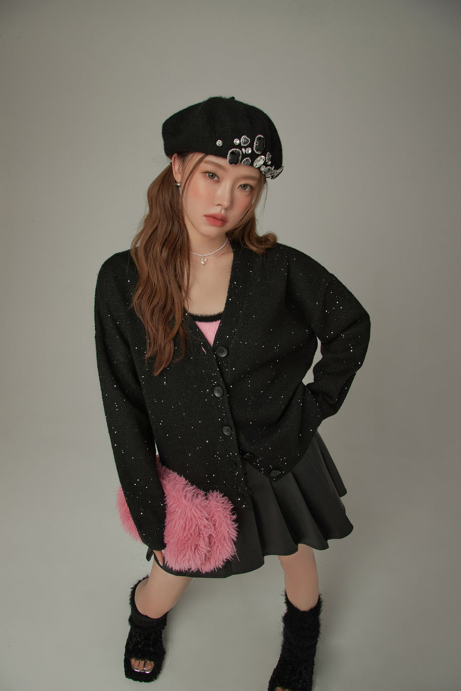 CHUU Specks Dotted V-Neck Knit Cardigan