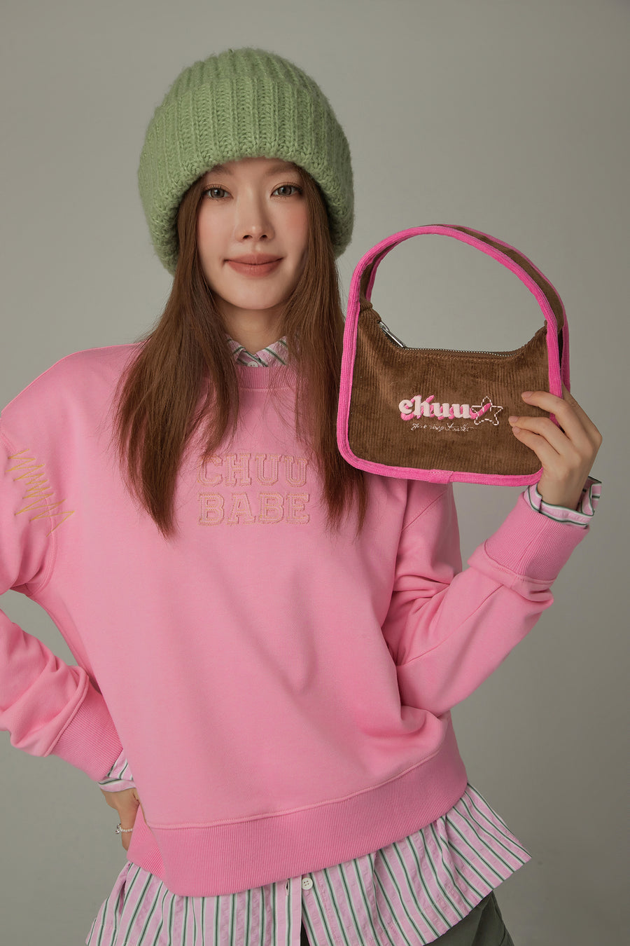 CHUU Logo Corduroy Color Combination Bag