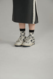 Color Combination Disc Knit High Socks