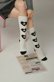 Heart Color Matching Knee Socks