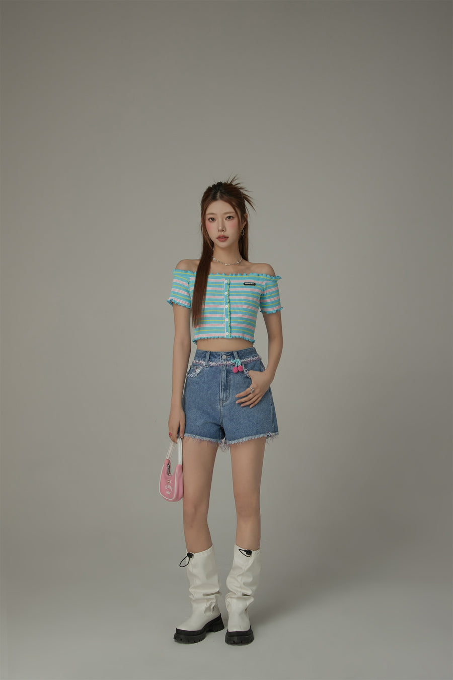 CHUU Fringed Denim Shorts