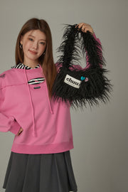 Fuzzy Logo Shoulder Bag