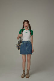 Chuu Cherry String Colorblocked Short Sleeve T-Shirt