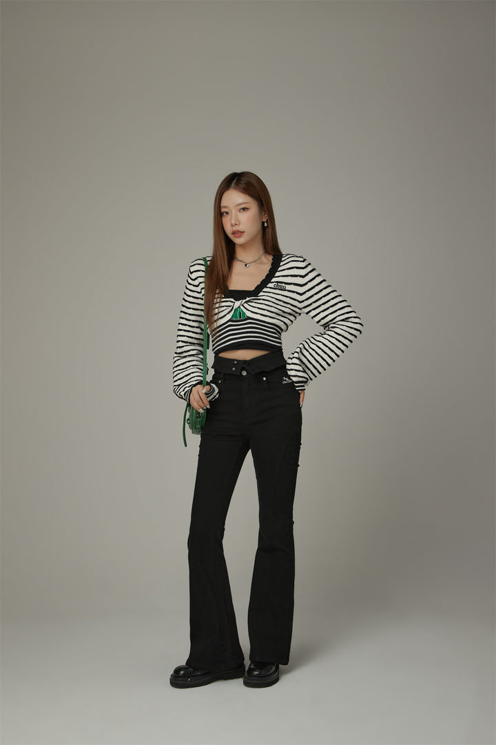 Twist Stripe Knit Crop Top