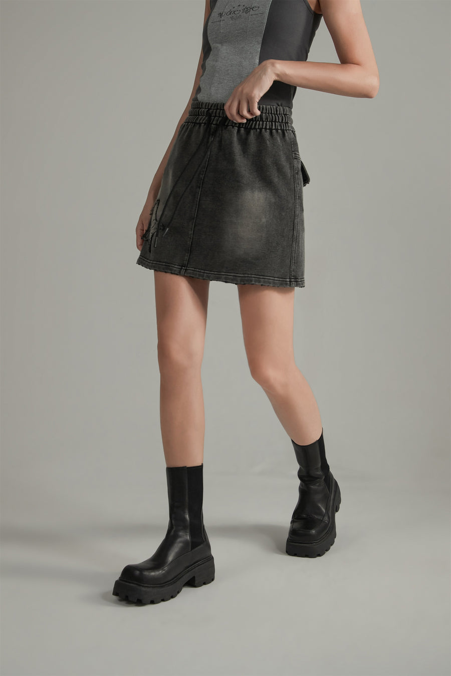 CHUU Star Elastic Waist String Skirt