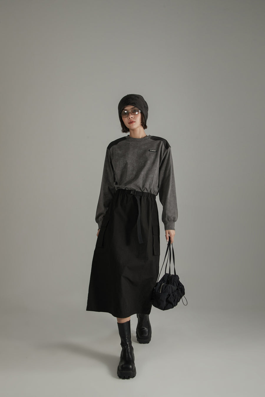 CHUU Contrast Pocket Long Dress