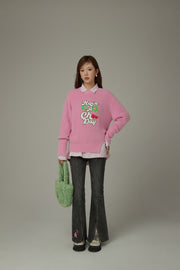 Have A Chuu Day Slit Lettering Knit Sweater