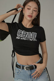 Size Doesnt Matter Side String Cropped T-Shirt