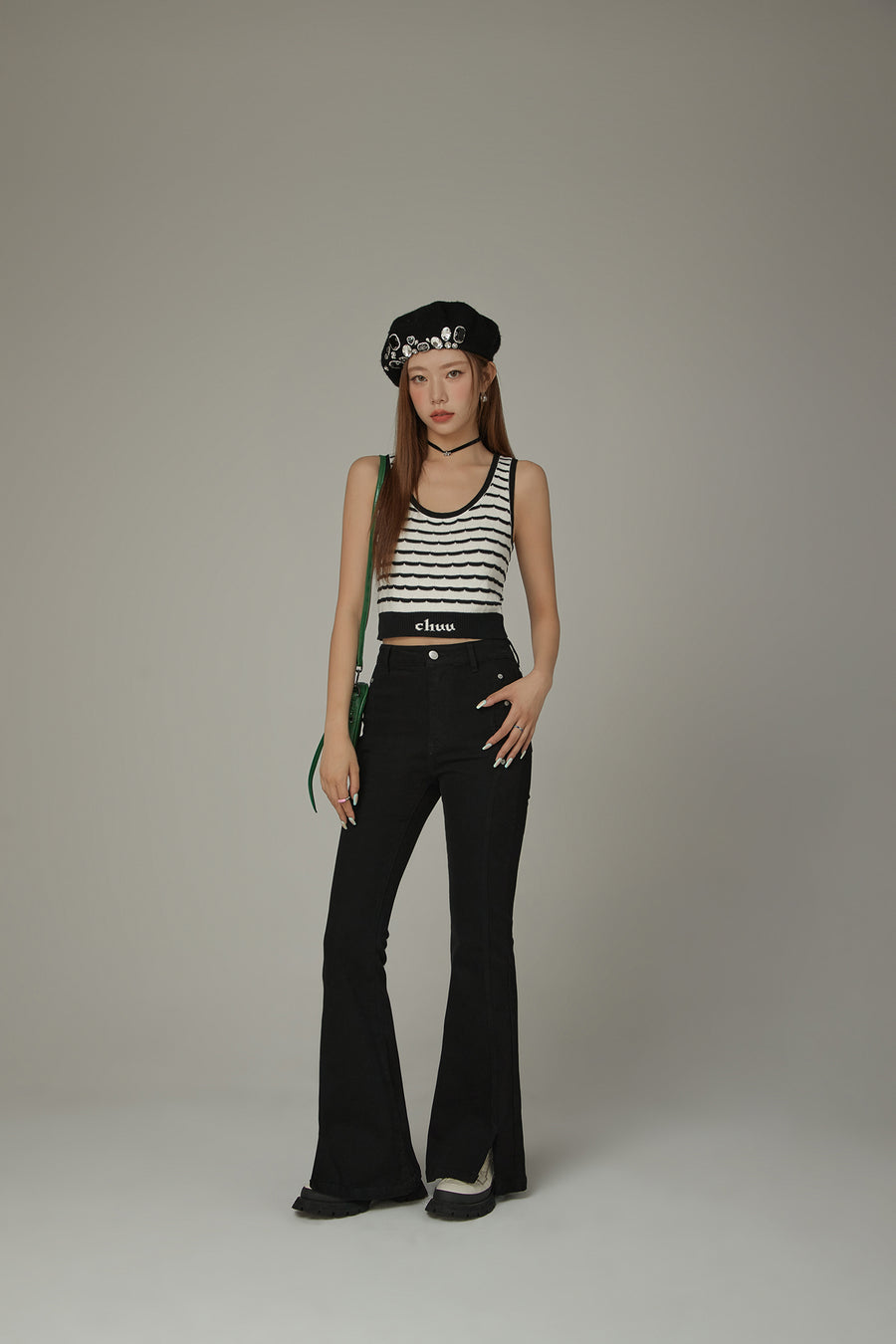 CHUU Logo Band Color Scheme Sleeveless Crop Top