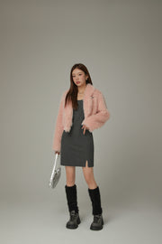 Color Fur Crop Jacket