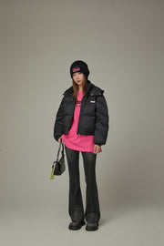 Colored Hooded Simple Padded Jacket