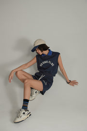 Noe Lettering Colorblocked Striped Socks