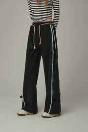 String Wide Sporty Pants