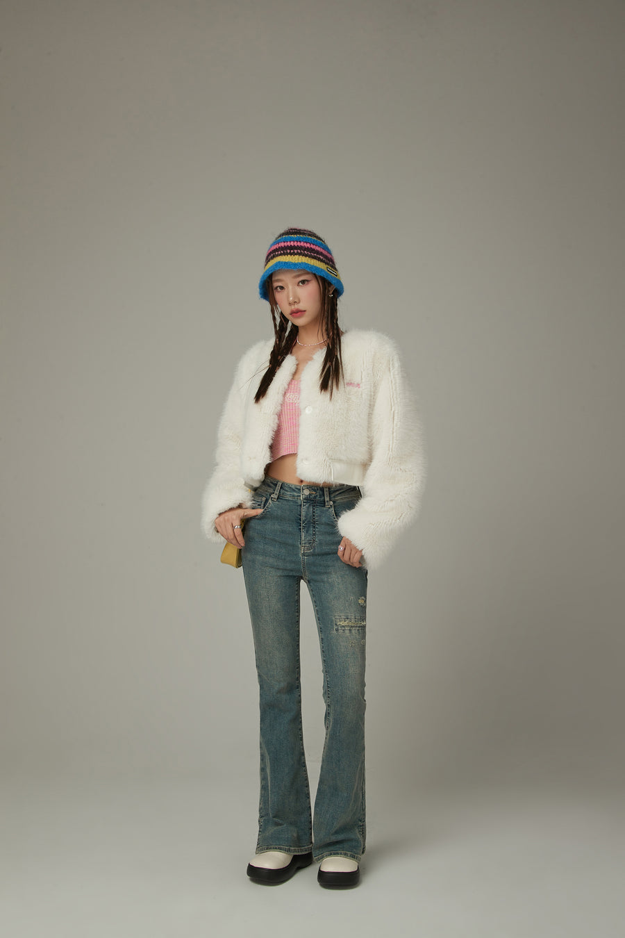 CHUU Faux Fur Crop Jacket