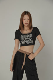 Chuu Size Doesnt Matter U-Neck Cropped T-Shirt