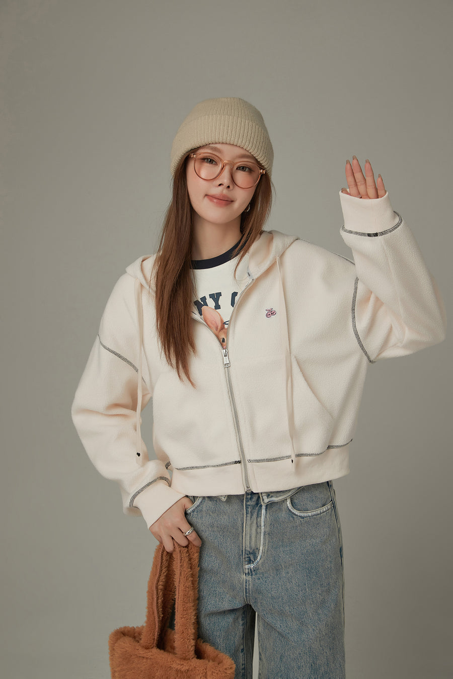 CHUU Fleece Hooded Zip-Up