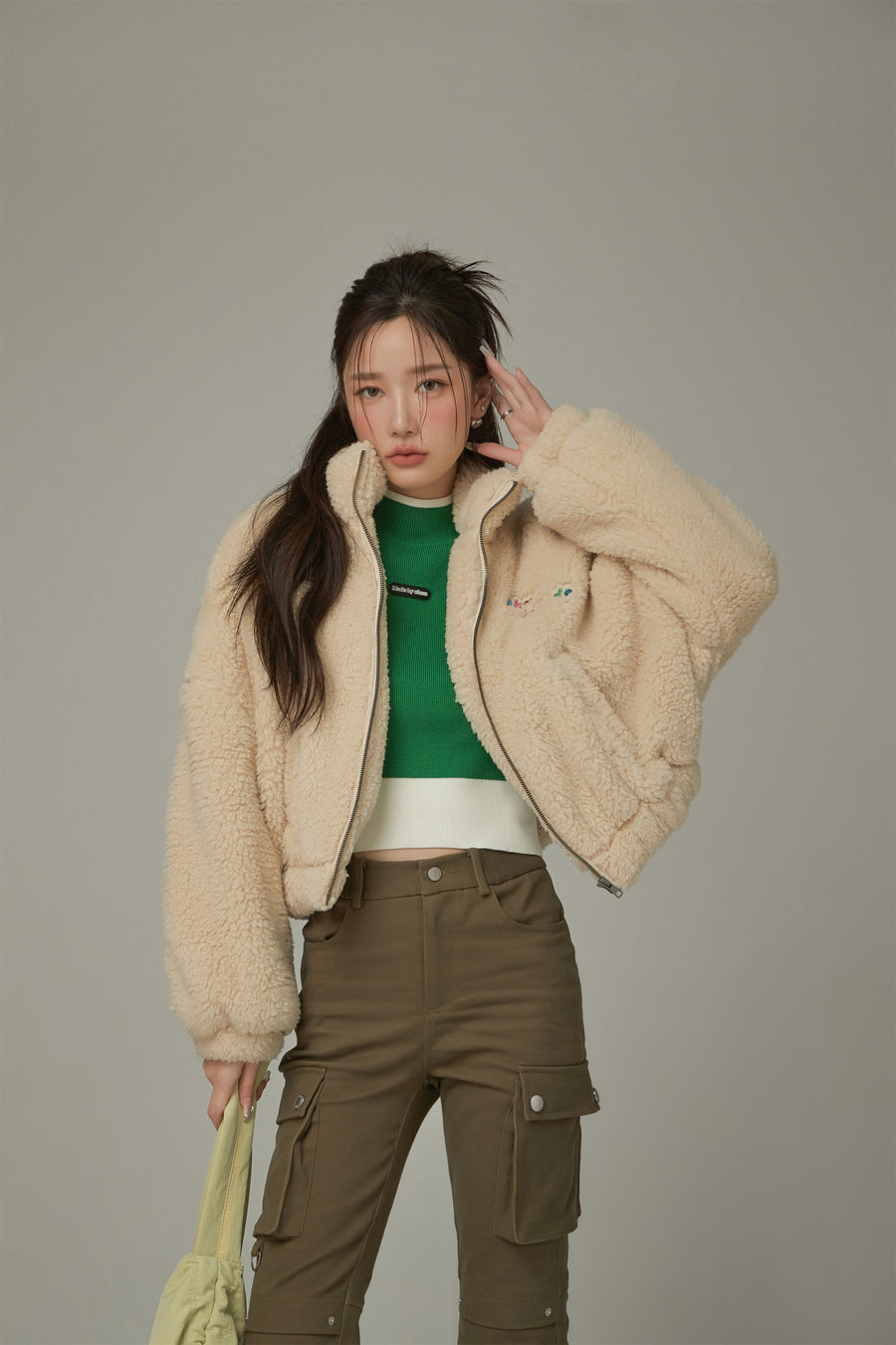 CHUU Color Fleece Loose Zip-Up Jacket